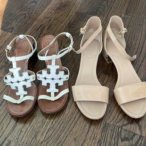Two pair of size 10 Tory Burch sandals.  Very good condition